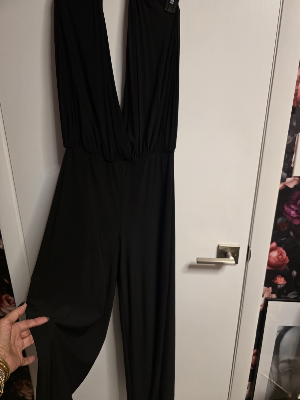 Poetry Black Deep V Halter Jumpsuit - Picture 2 of 4